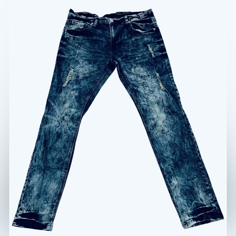 Buckle Jeans Men’s 34 X 32 Blue Moto Bleached Mid Rise Stretch Denim